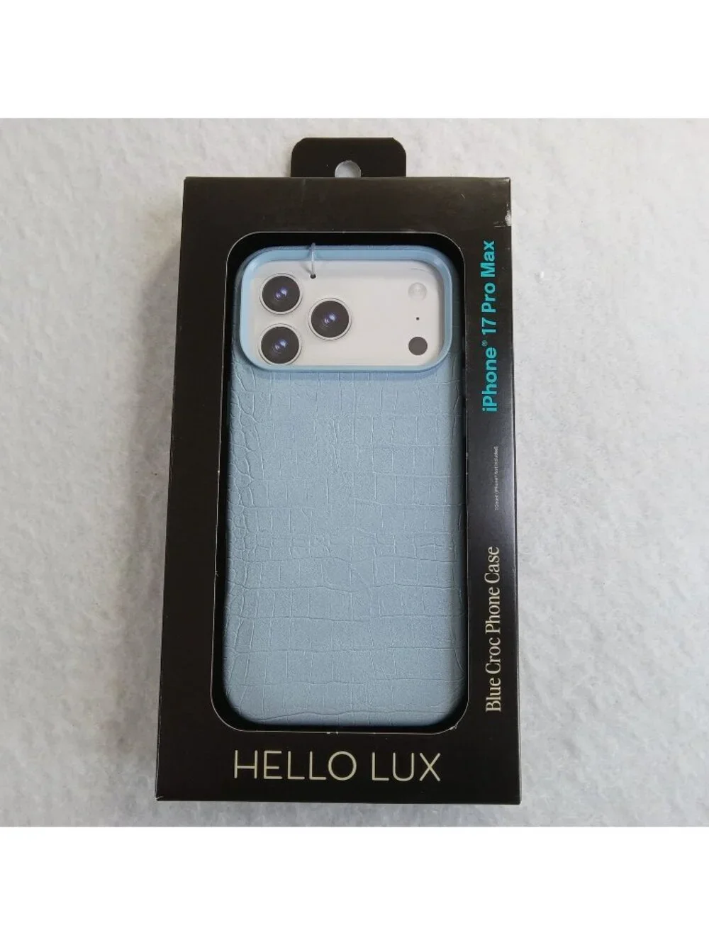 HELLO LUX Blue Crocodile Faux Leather Case for iPhone 17 Pro Max Drop